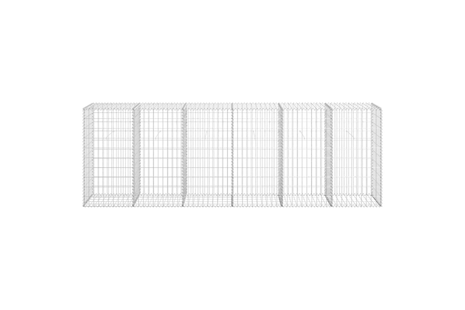 vidaXL 143592 Gabion Wall With Covers Galvanised Steel 300x50x100cm-5