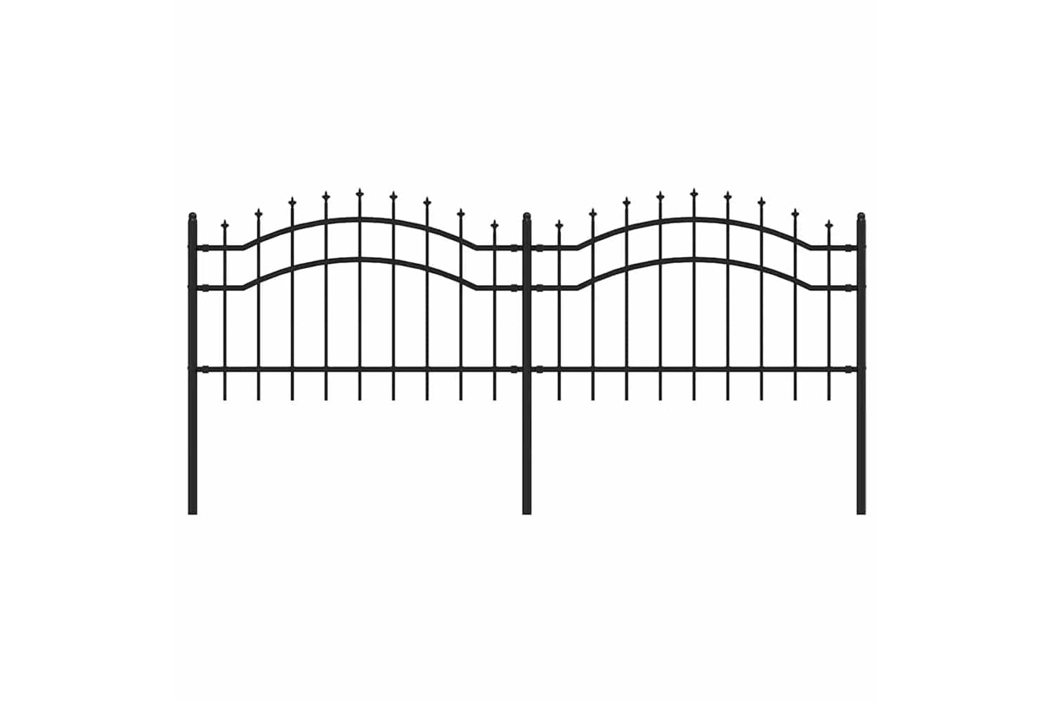 vidaXL 151079 Garden Fence With Spear Top Black 115cm Powder-coated Steel-2