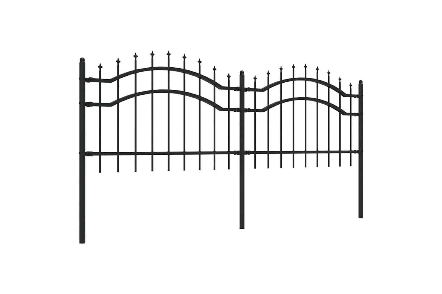 vidaXL 151079 Garden Fence With Spear Top Black 115cm Powder-coated Steel-3