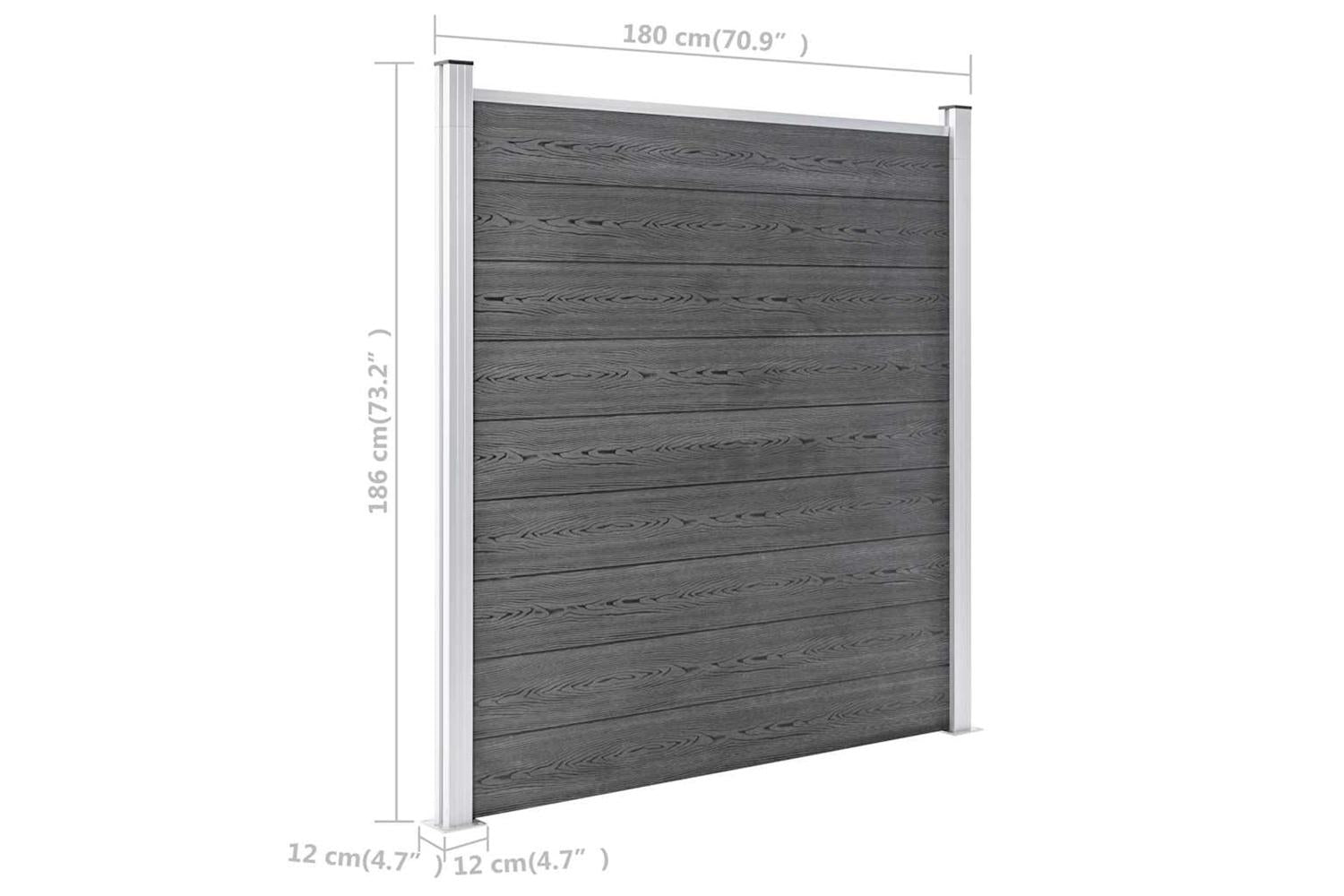 vidaXL 3053230 Garden Fence Wpc 1218x186cm Grey-10