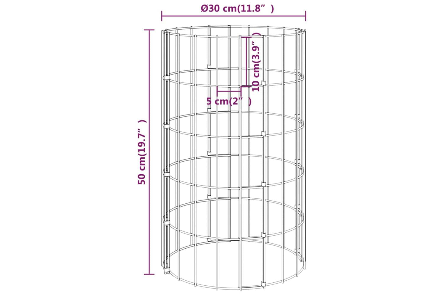 vidaXL 152011 Circular Gabion Pole Galvanised Steel ÃƒÂƒÃ‚Â˜30x50cm-6