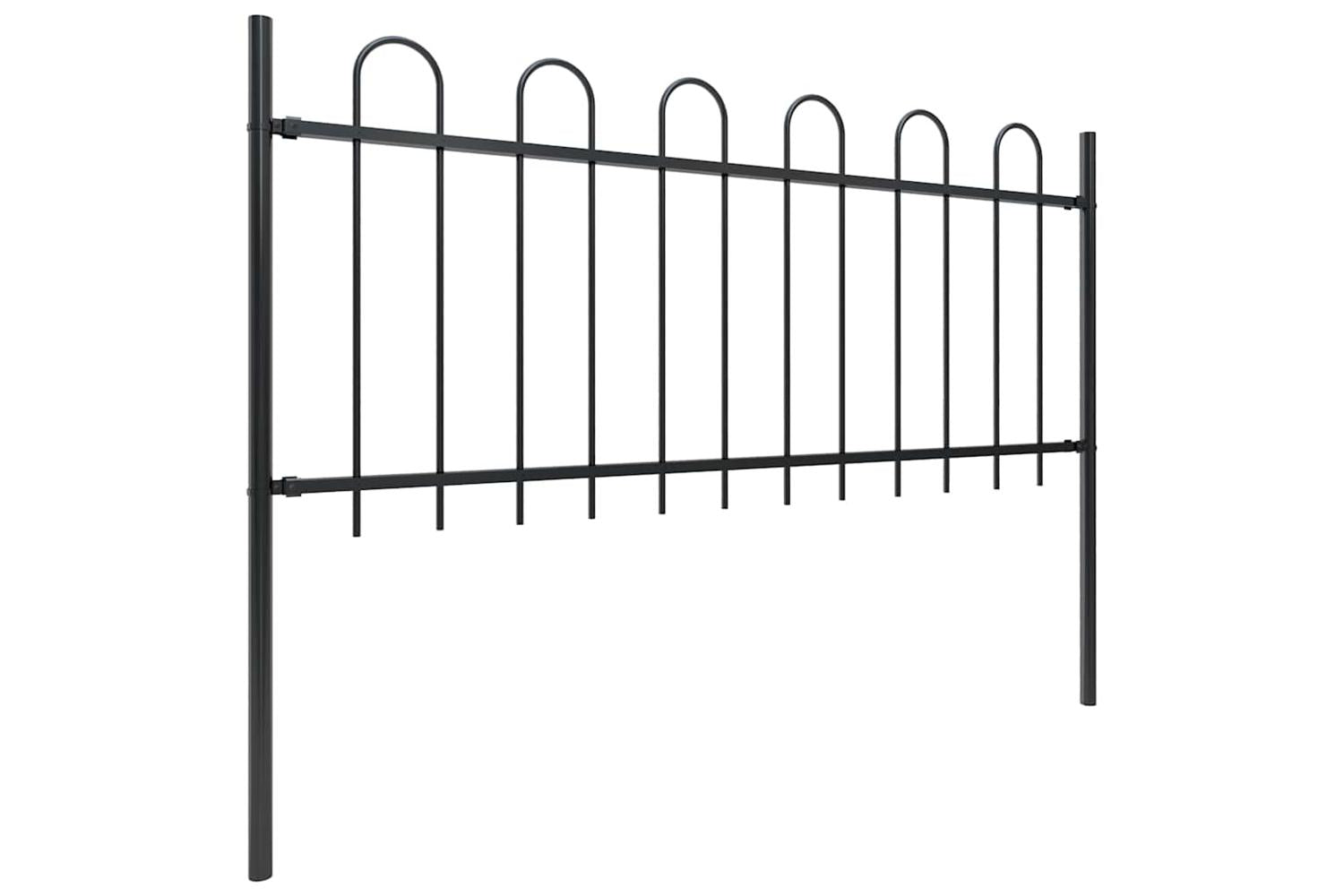 Vidaxl 277654 Garden Fence With Hoop Top Steel 13.6x0.8 M Black-2