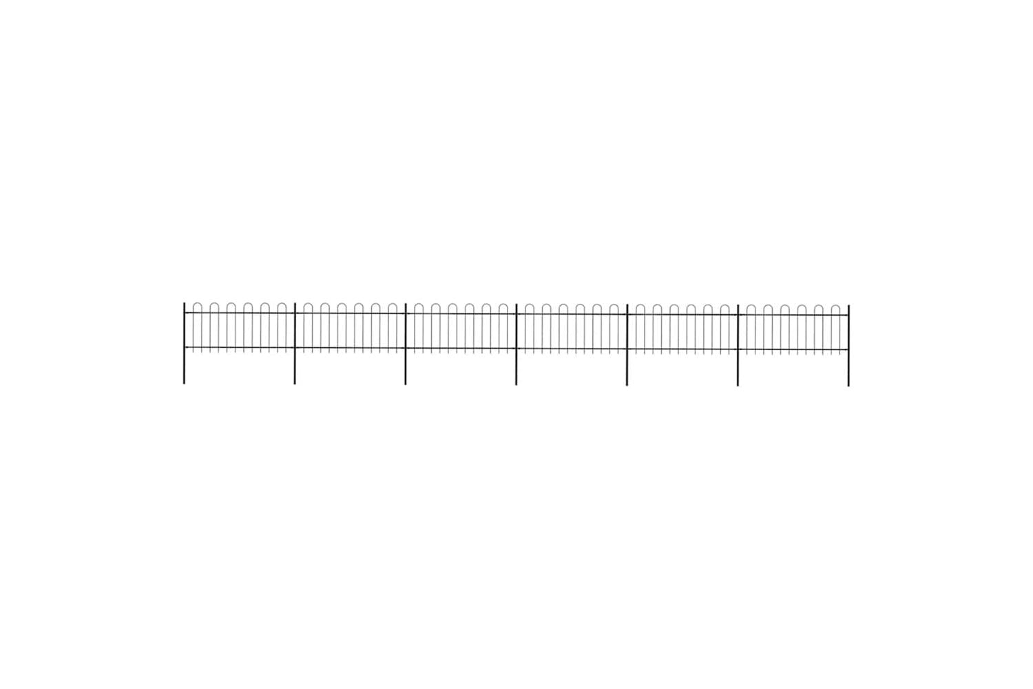 Vidaxl 277652 Garden Fence With Hoop Top Steel 10.2x0.8 M Black