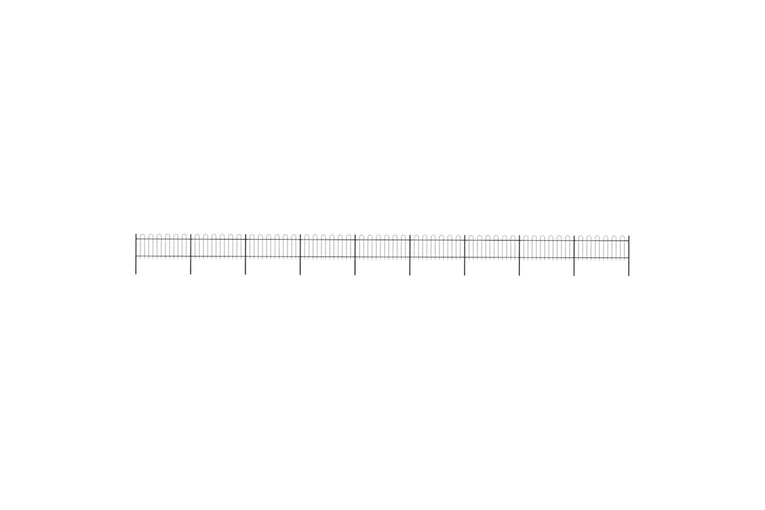 Vidaxl 277655 Garden Fence With Hoop Top Steel 15.3x0.8 M Black