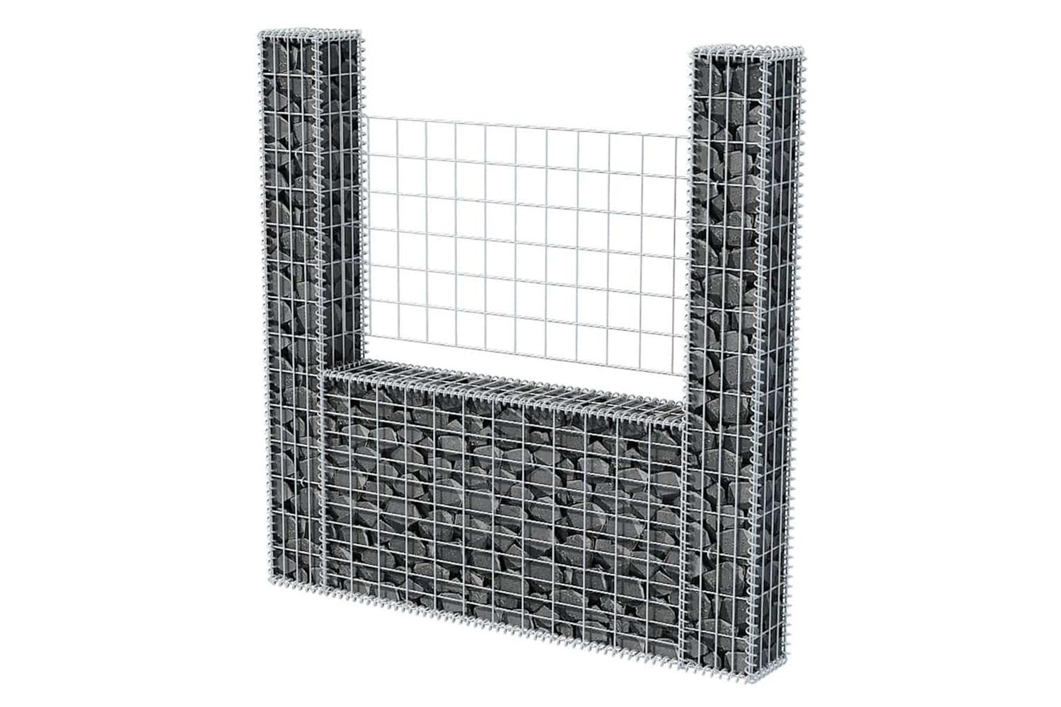 vidaXL 142545 Gabion Basket U-shape Galvanised Steel 160x20x150cm-3