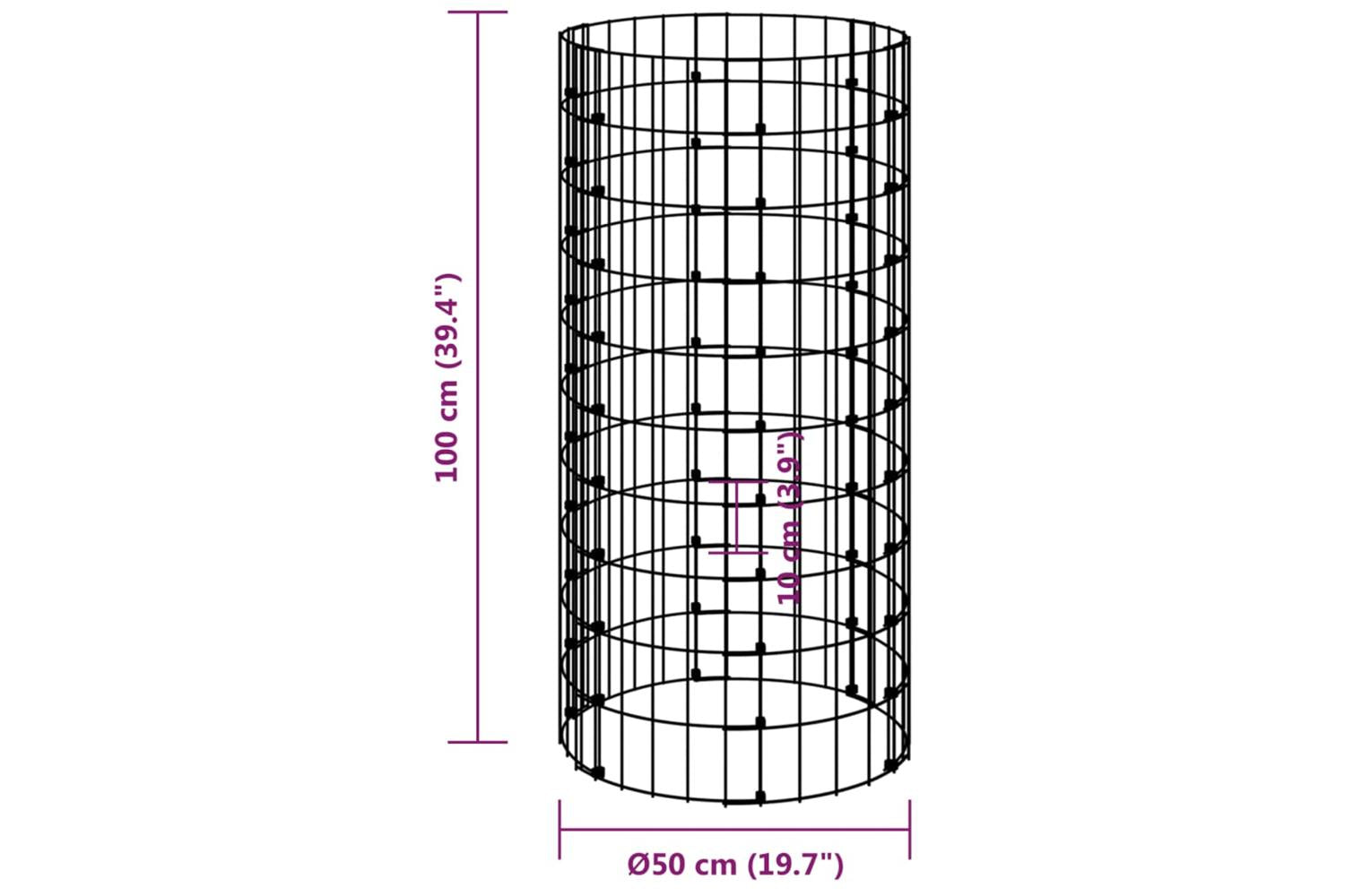vidaXL 152016 Circular Gabion Pole Galvanised Steel ÃƒÂƒÃ‚Â˜50x100cm-6