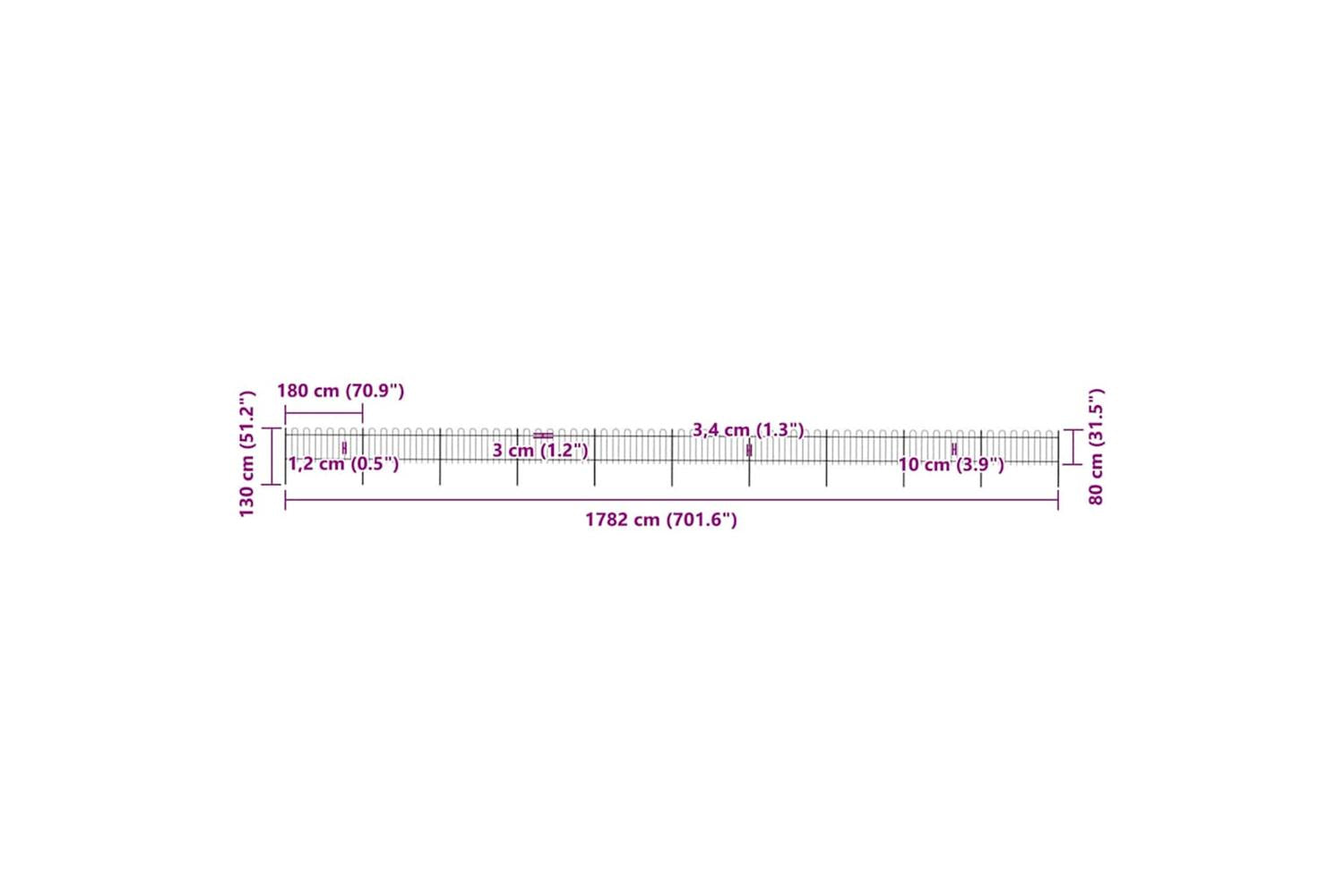 Vidaxl 277656 Garden Fence With Hoop Top Steel 17x0.8 M Black-5