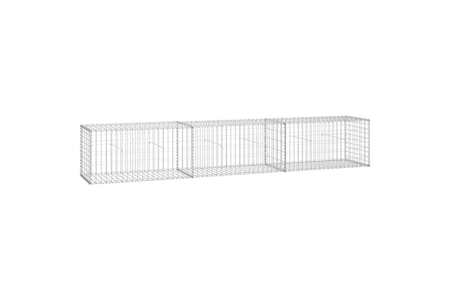 vidaXL 143591 Gabion Wall With Covers Galvanised Steel 300x50x50cm