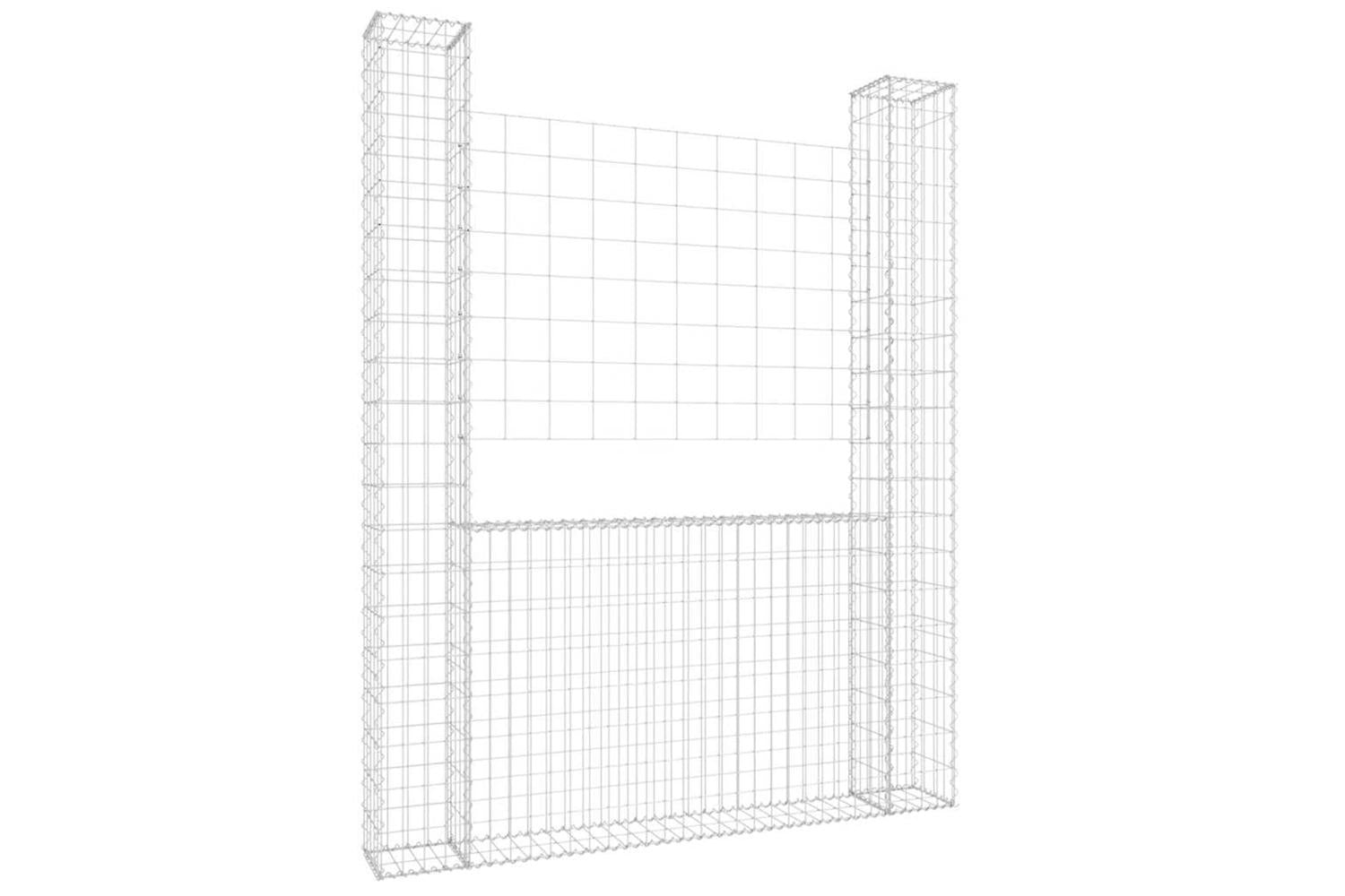 Vidaxl 151289 U-shape Gabion Basket With 2 Posts Iron 140x20x200 Cm-2