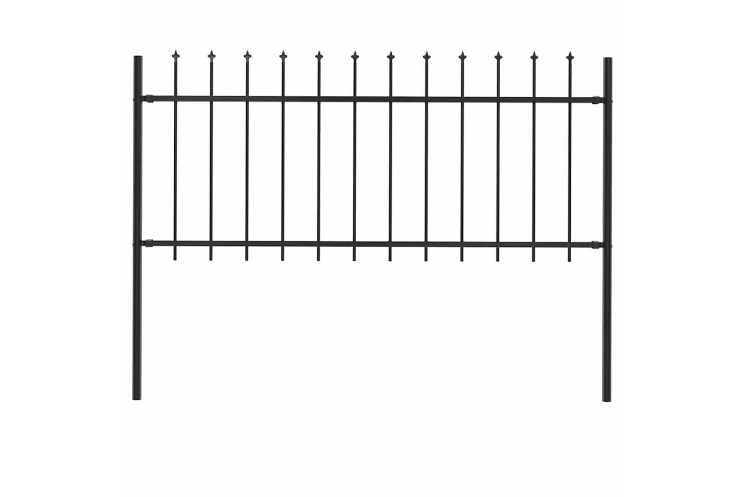 Vidaxl Garden Fence With Spear Top Steel 1.8 M Black