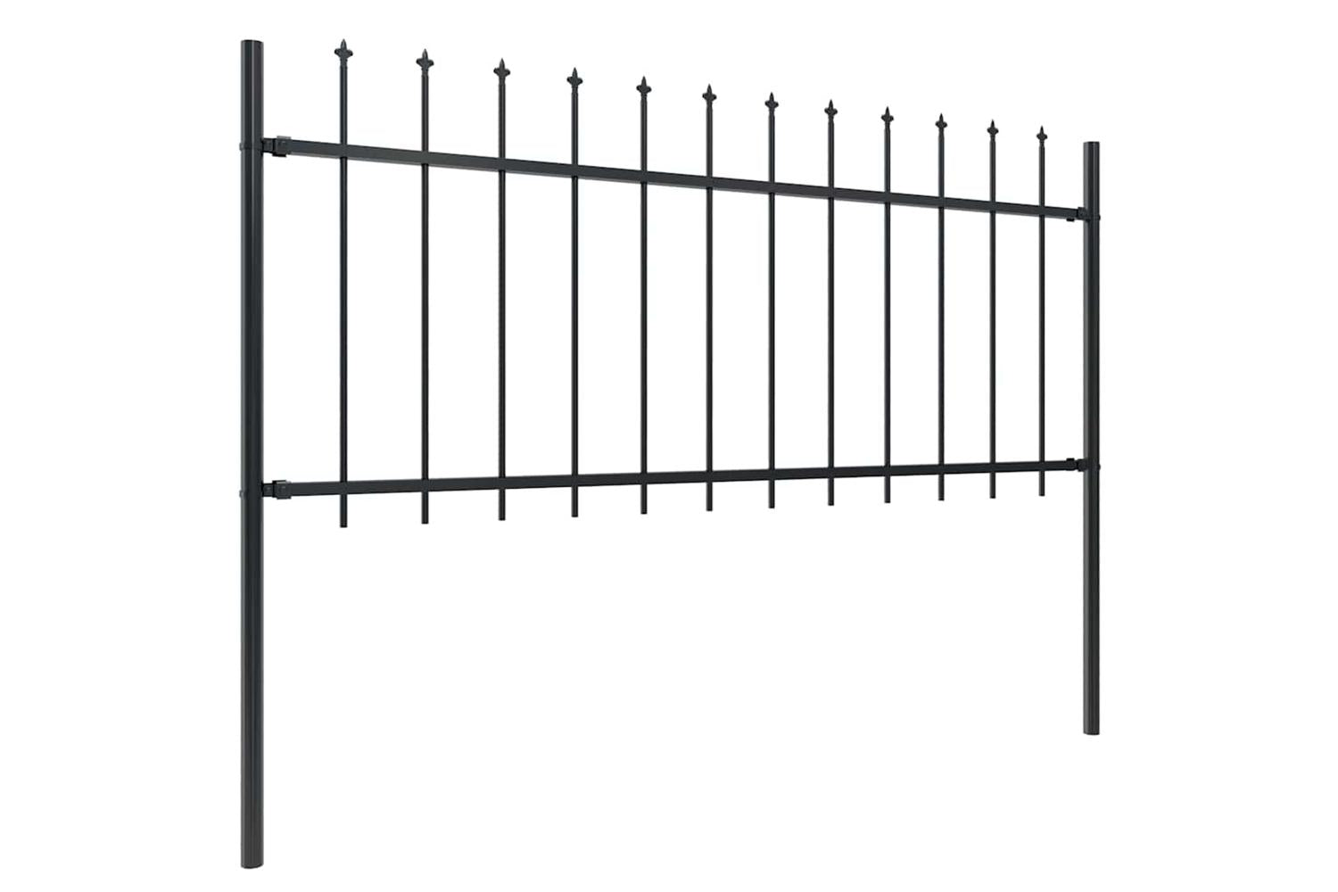 Vidaxl Garden Fence With Spear Top Steel 1.8 M Black-2