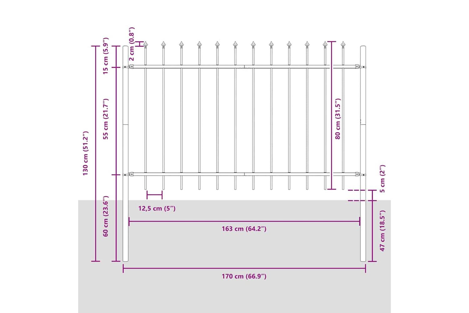 Vidaxl Garden Fence With Spear Top Steel 1.8 M Black-5