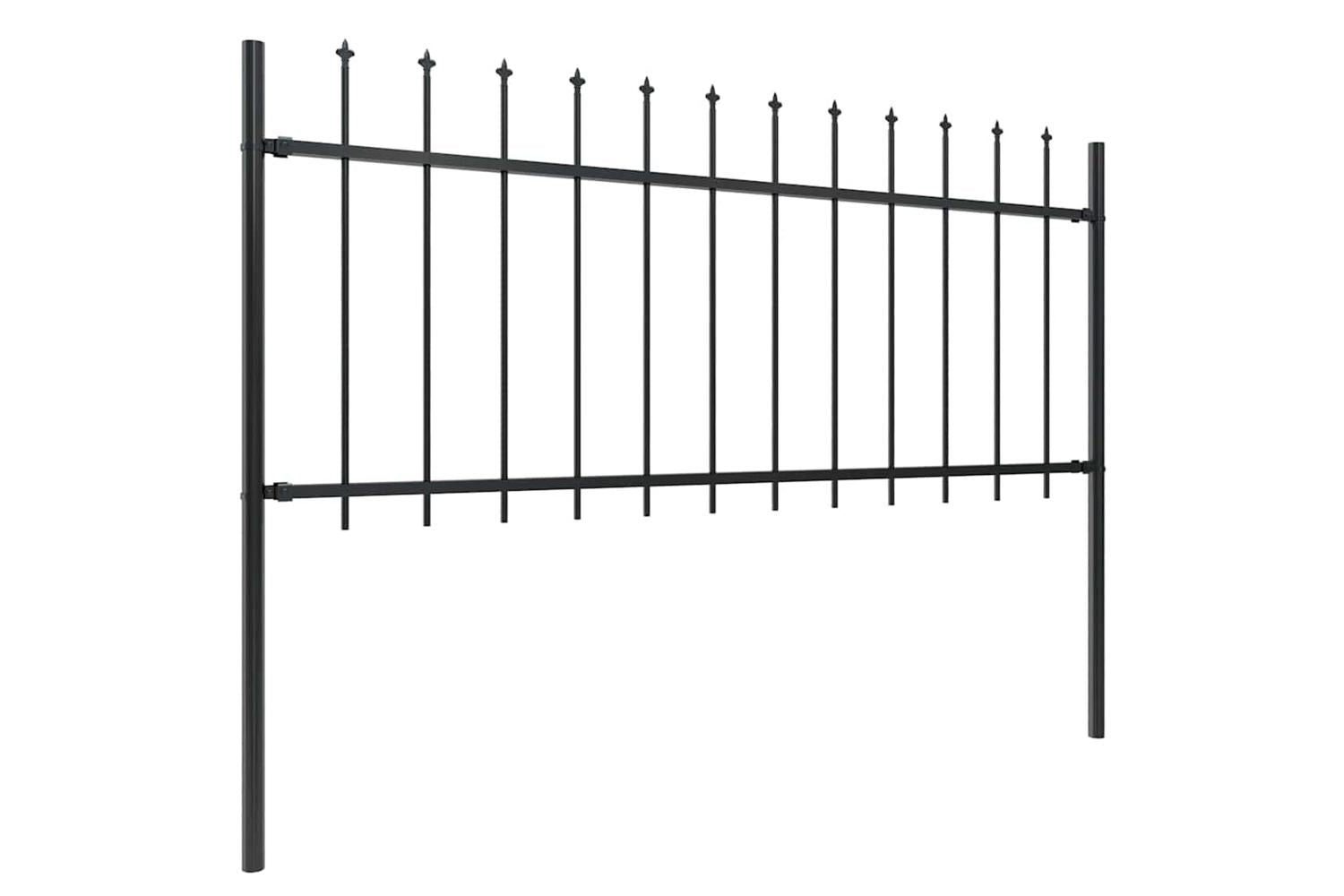 Vidaxl 277611 Garden Fence With Spear Top Steel 17x0.8 M Black-2