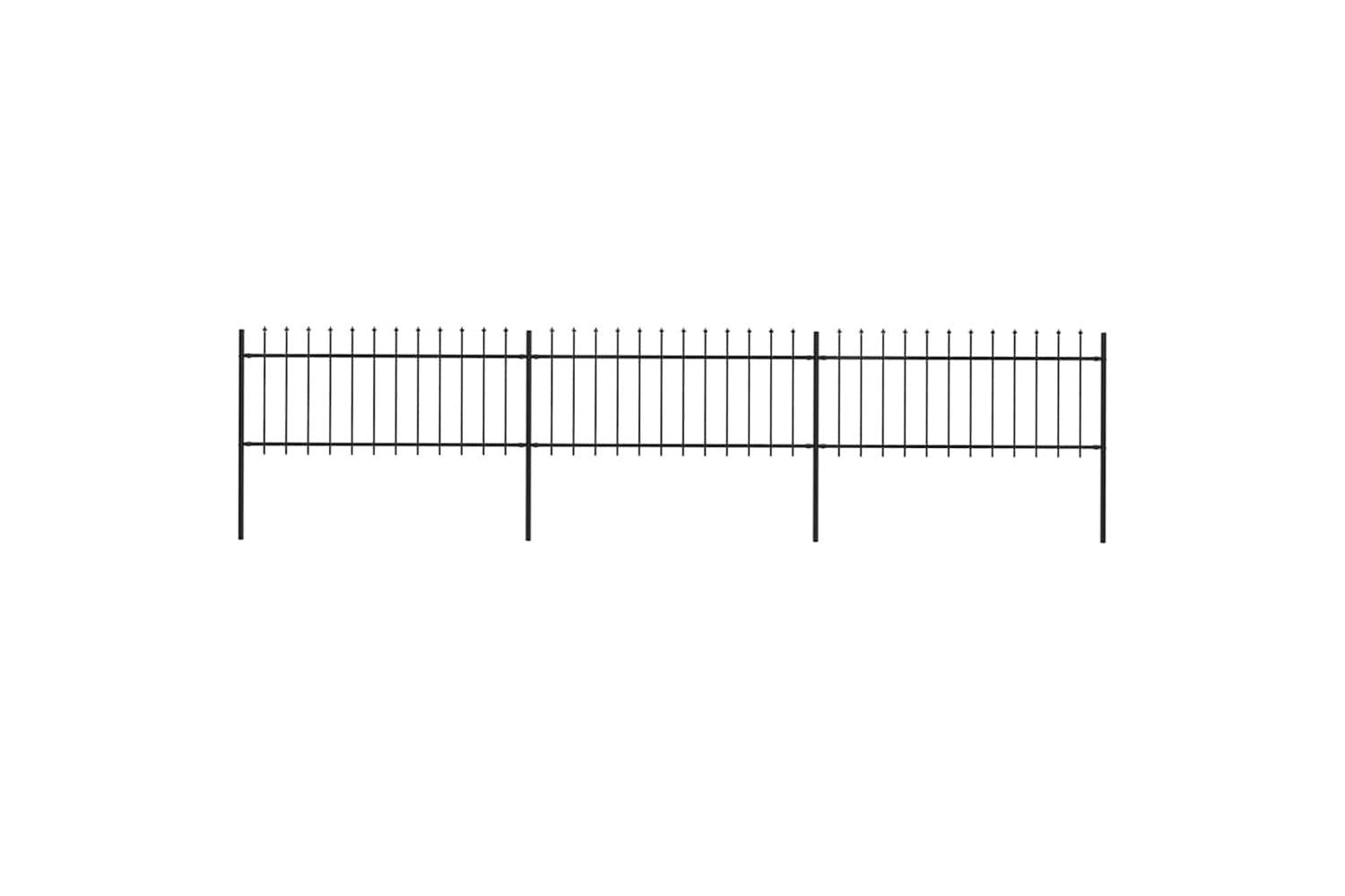 Vidaxl 277604 Garden Fence With Spear Top Steel 5.1x0.8 M Black