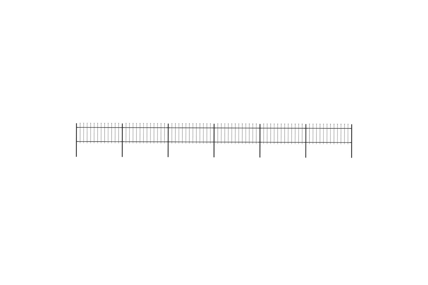 Vidaxl 277607 Garden Fence With Spear Top Steel 10.2x0.8 M Black