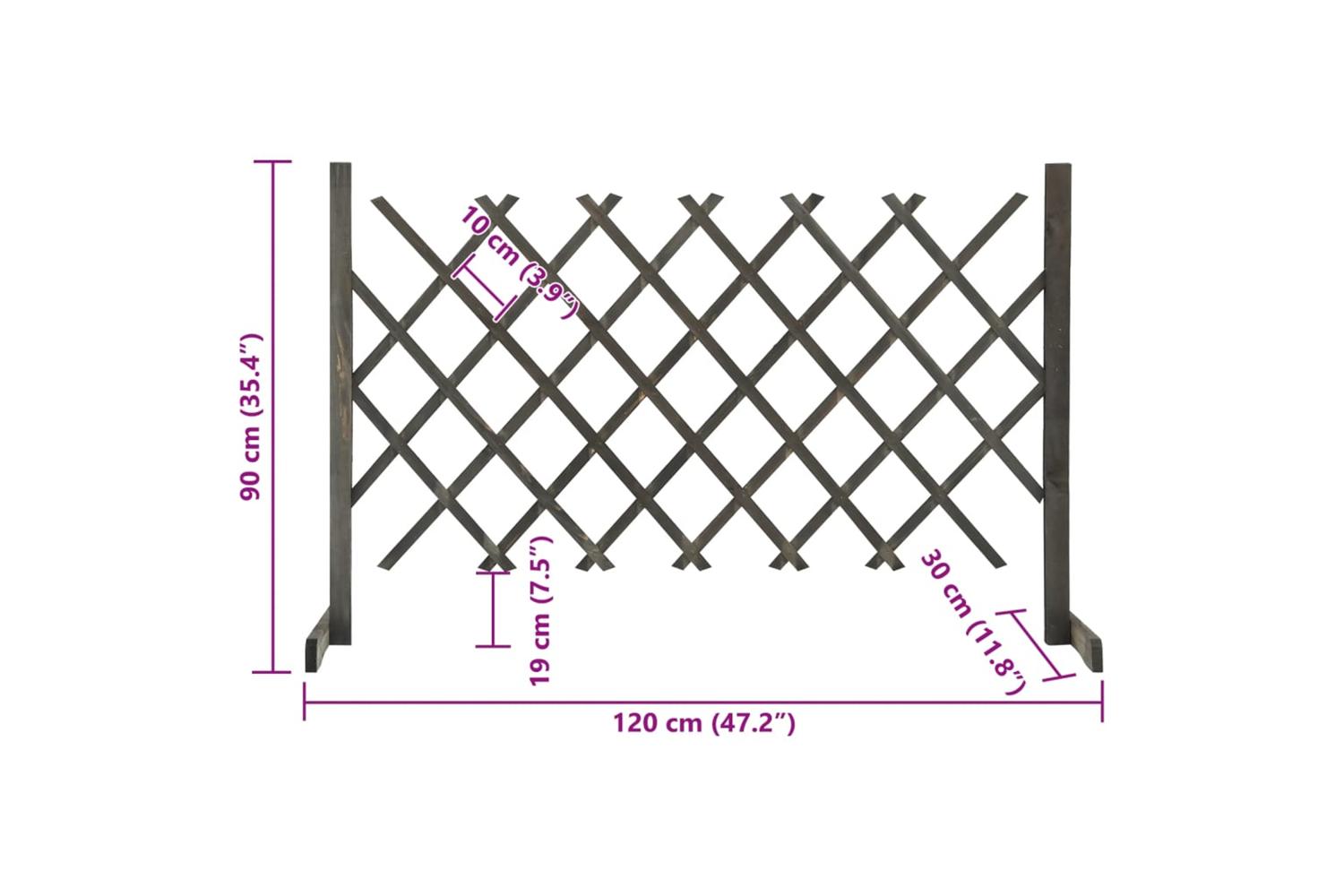 Vidaxl 314825 Garden Trellis Fence Grey 120x90 Cm Solid Firwood-7