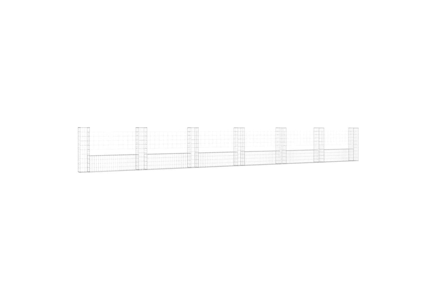 vidaXL 151280 U-shape Gabion Basket With 7 Posts Iron 740x20x100cm-2