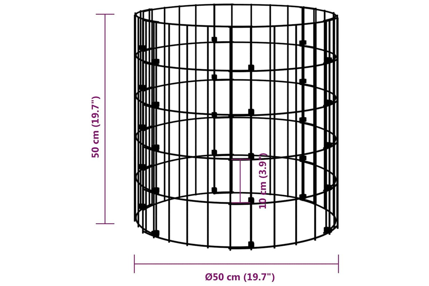 vidaXL Circular Gabion Pole Galvanised Steel 50x50cm-6