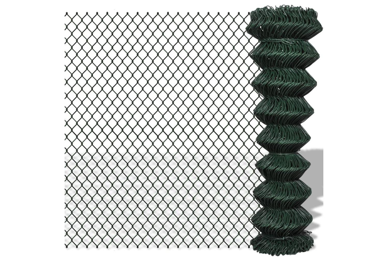 Vidaxl 140346 Chain Link Fence Steel 1,5x15 M Green