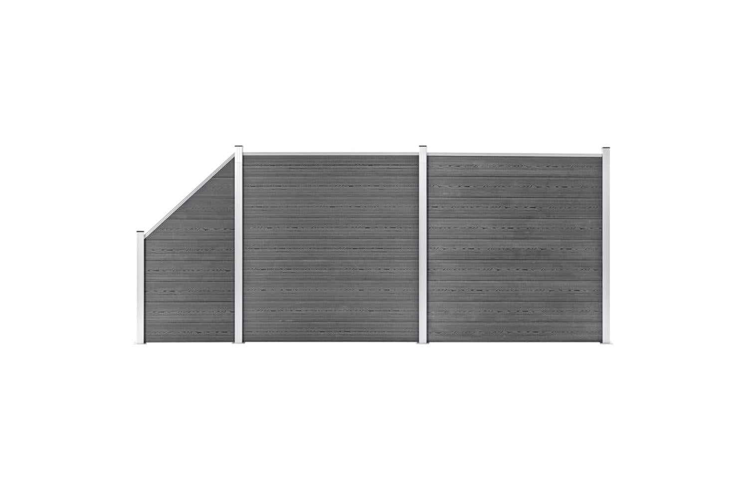 vidaXL 3053234 Wpc Fence Set 2 Square + 1 Slanted 446x186cm Grey