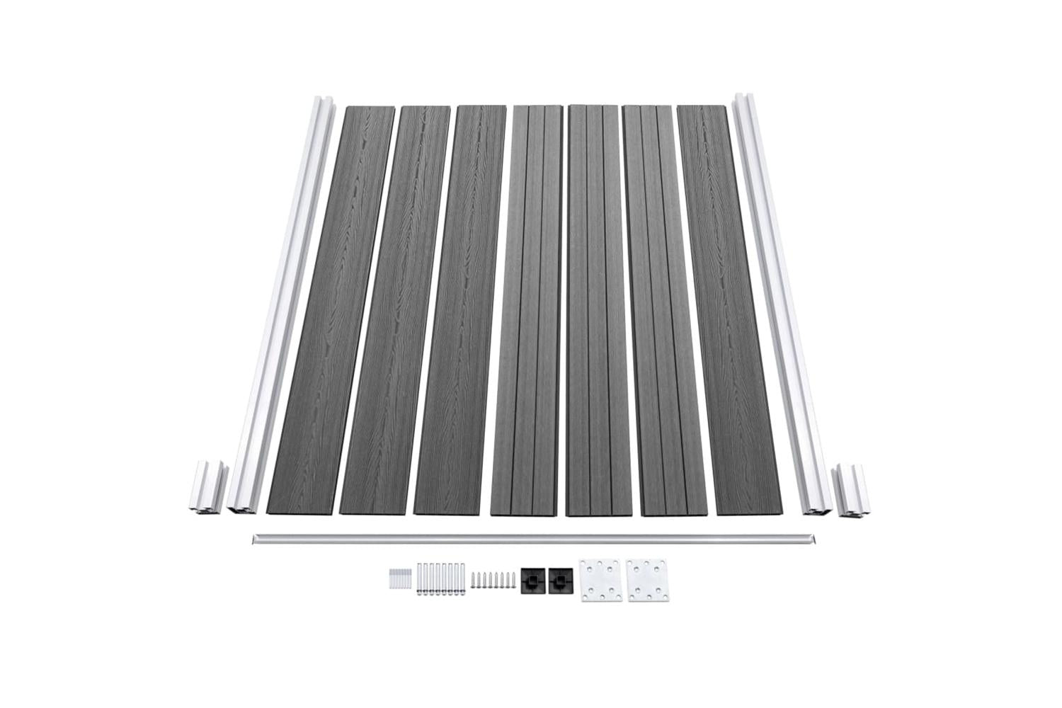 vidaXL 3054431 Wpc Fence Set 1 Square + 1 Slanted 273x186cm Grey-7