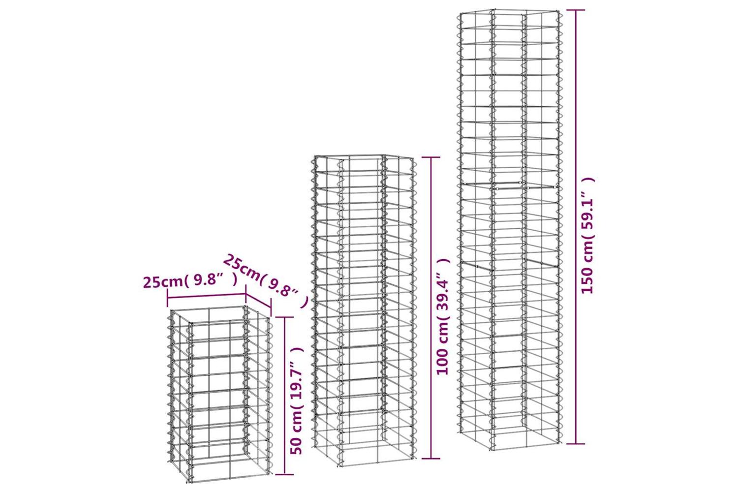 Vidaxl 141049 6 Piece Gabion Set Galvanised Wire-7