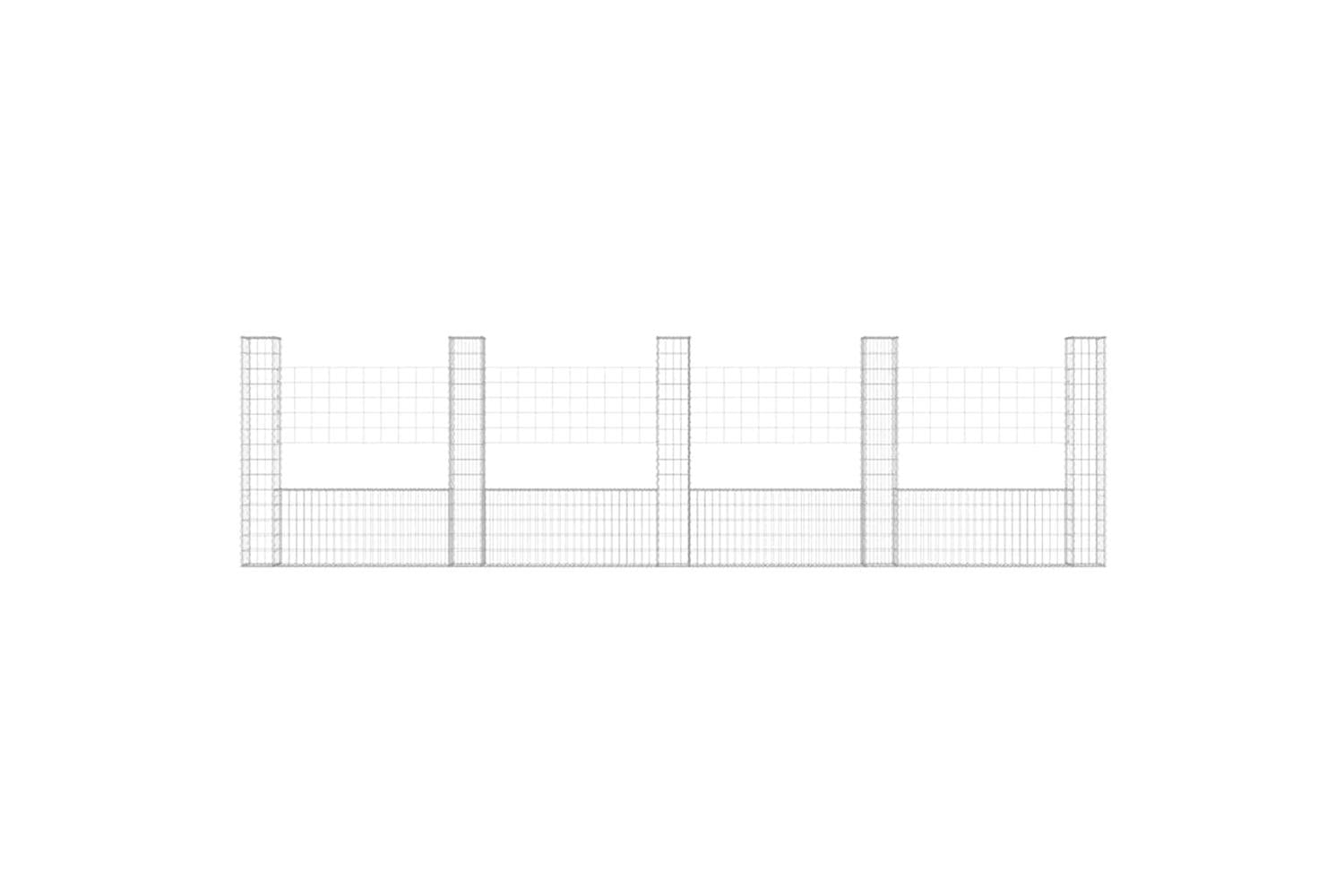 vidaXL 151285 U-shape Gabion Basket With 5 Posts Iron 500x20x150cm-3