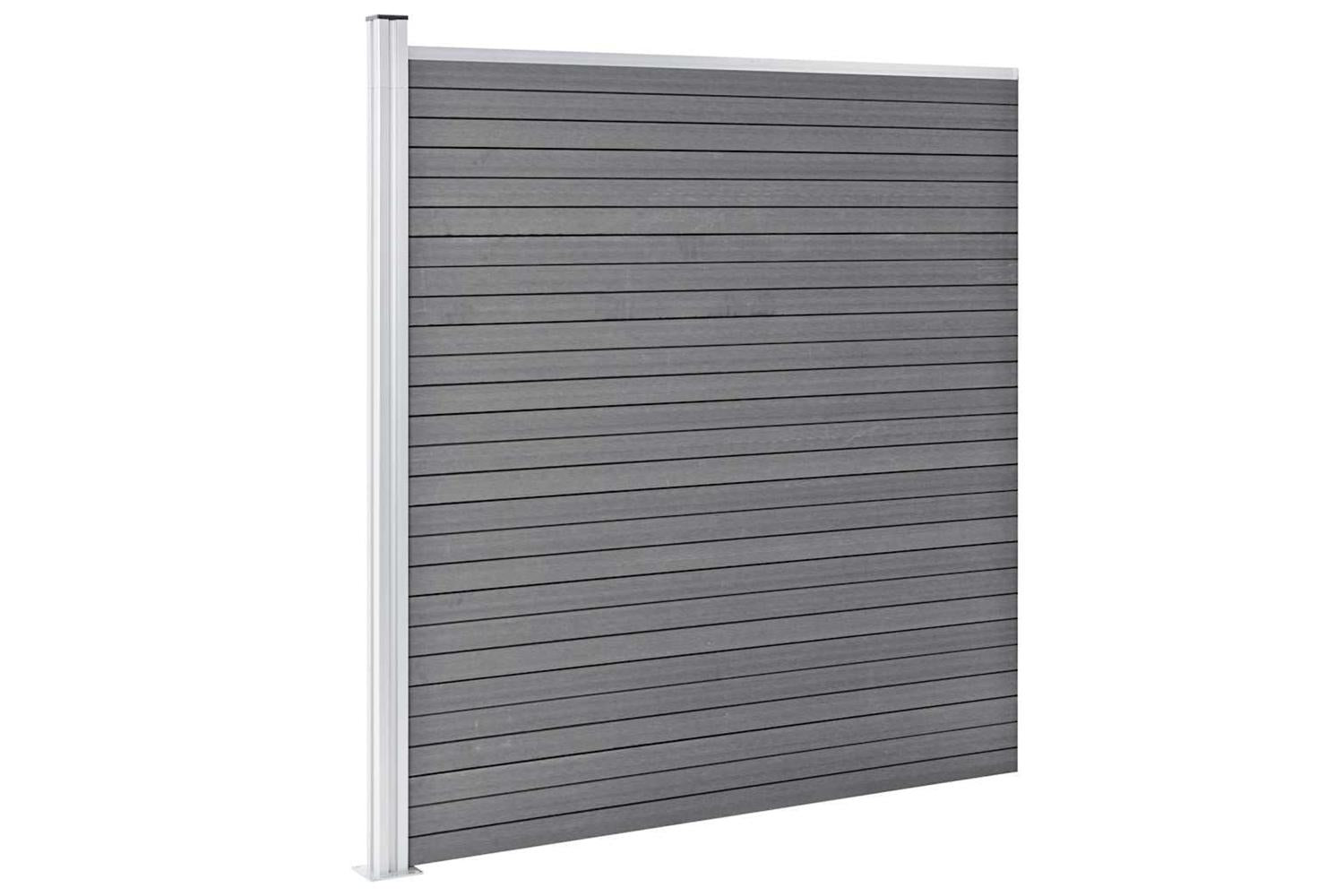 vidaXL 3053235 Wpc Fence Set 3 Square + 1 Slanted 619x186cm Grey-3