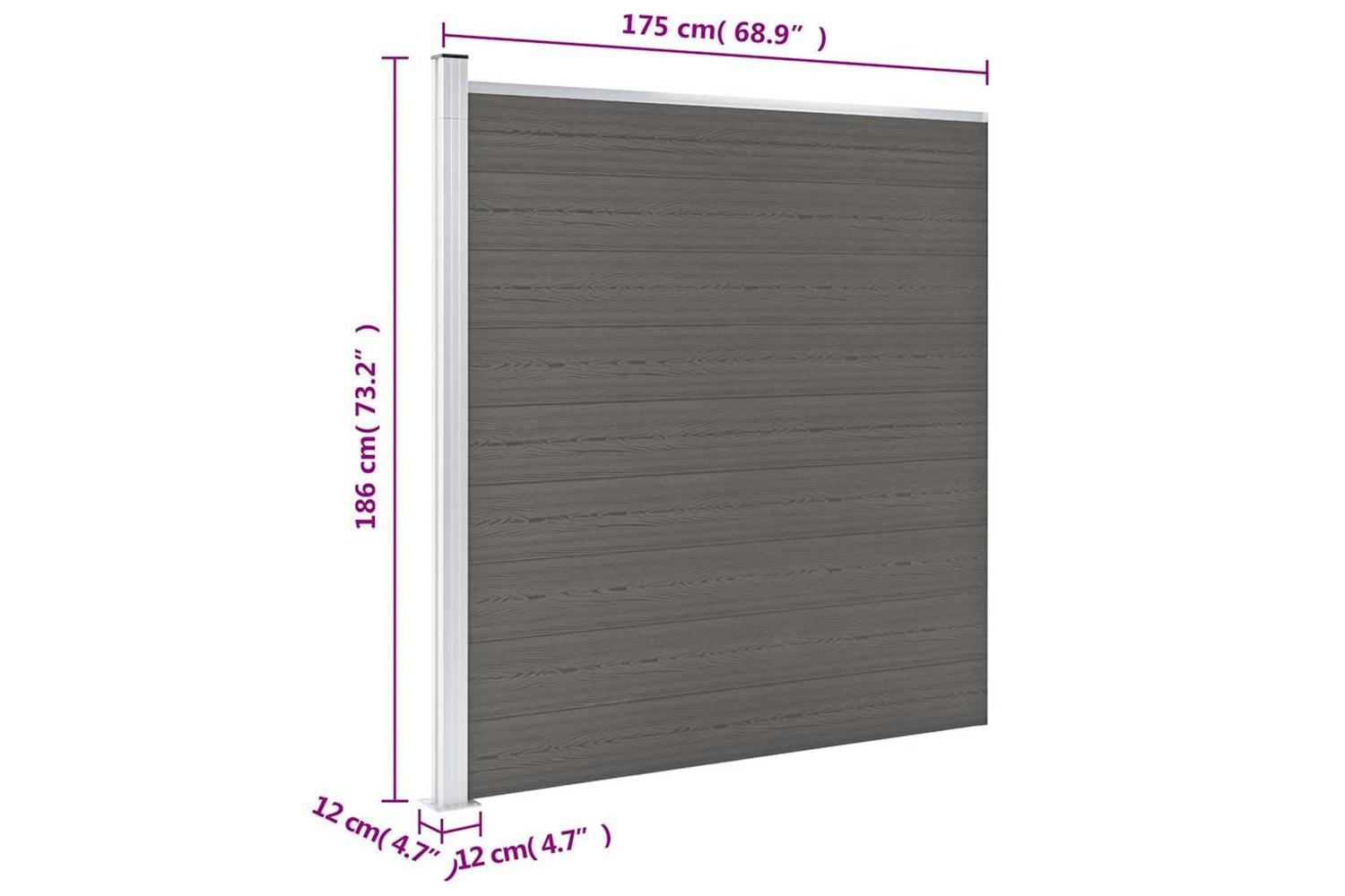 vidaXL Garden Fence Wpc 175x186cm Grey-9