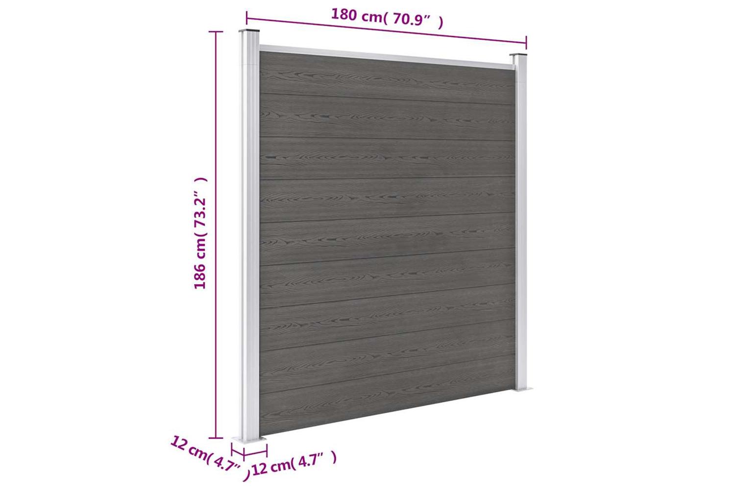 vidaXL Garden Fence Wpc 180x186cm Grey-9