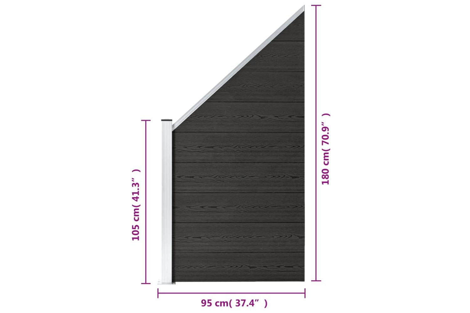 vidaXL Fence Panel Wpc 95x(105-180)cm Grey-8