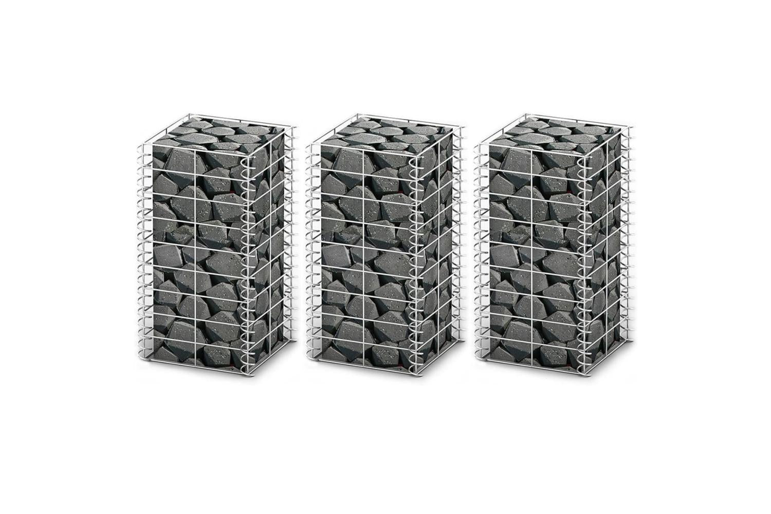 Vidaxl 141044 Gabion Set 3 Pcs Galvanised Wire 25 X 25 X 50 Cm