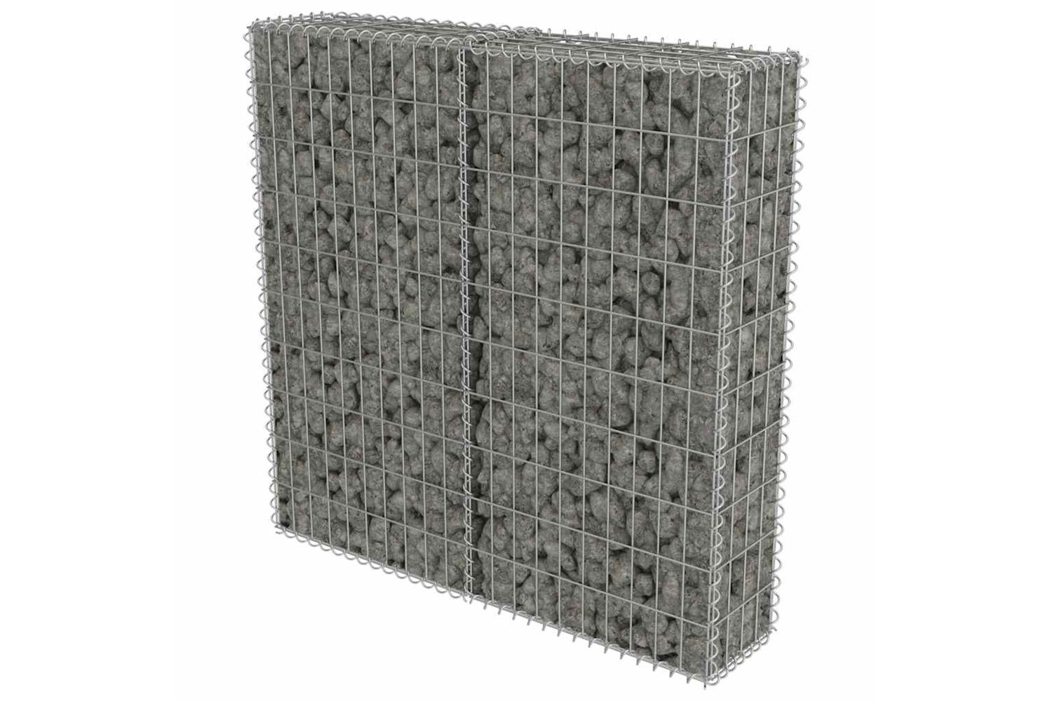 vidaXL 143578 Gabion Wall With Covers Galvanised Steel 100x20x100cm-2