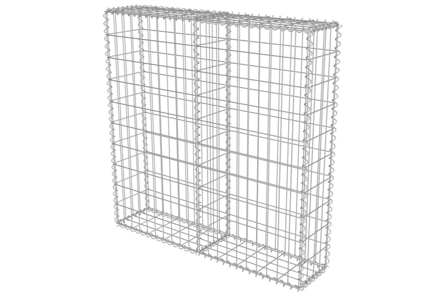 vidaXL 143578 Gabion Wall With Covers Galvanised Steel 100x20x100cm-4