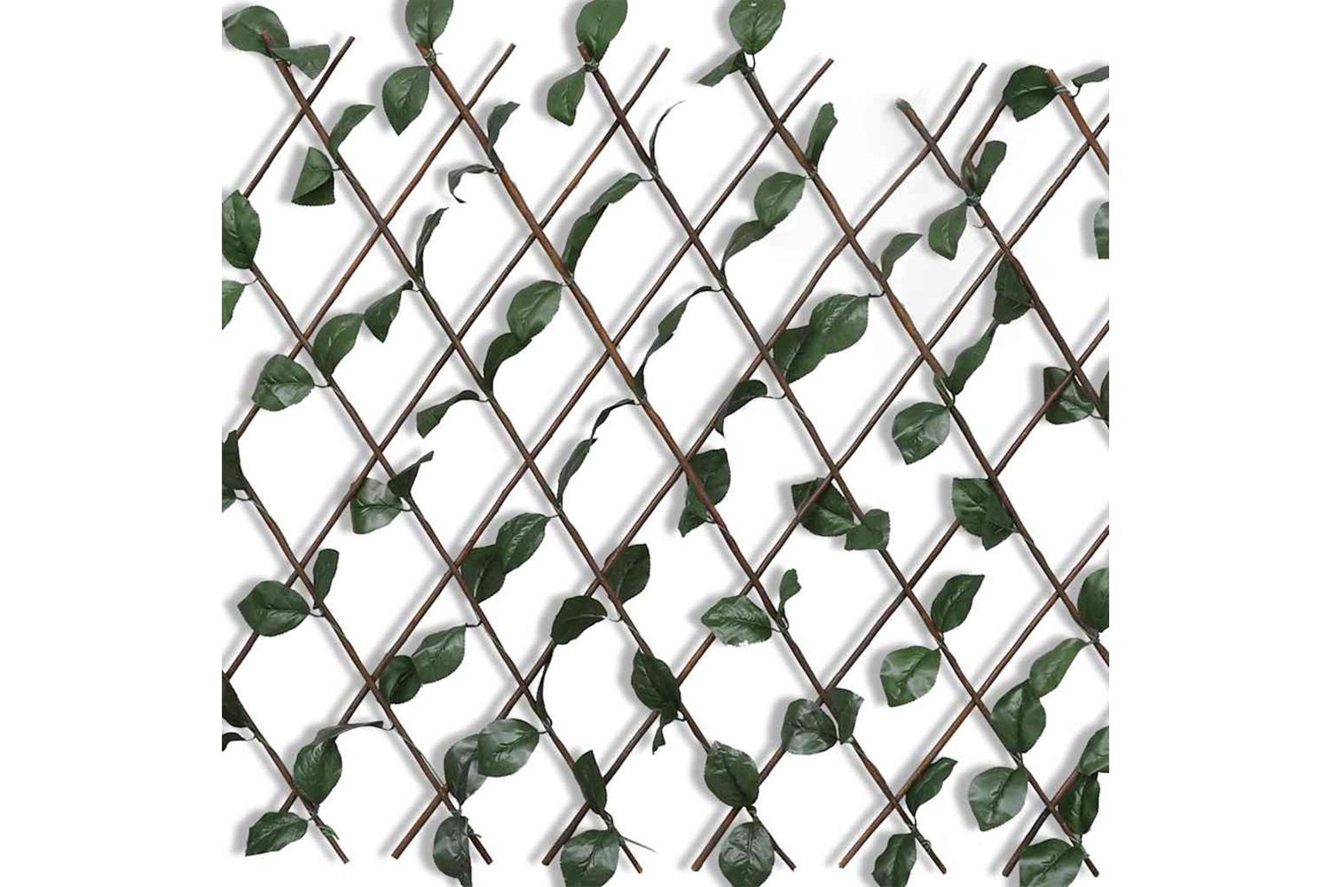 vidaXL 140913 Willow Trellis Fence 5 Pcs With Artificial Leaves 180x90cm-2