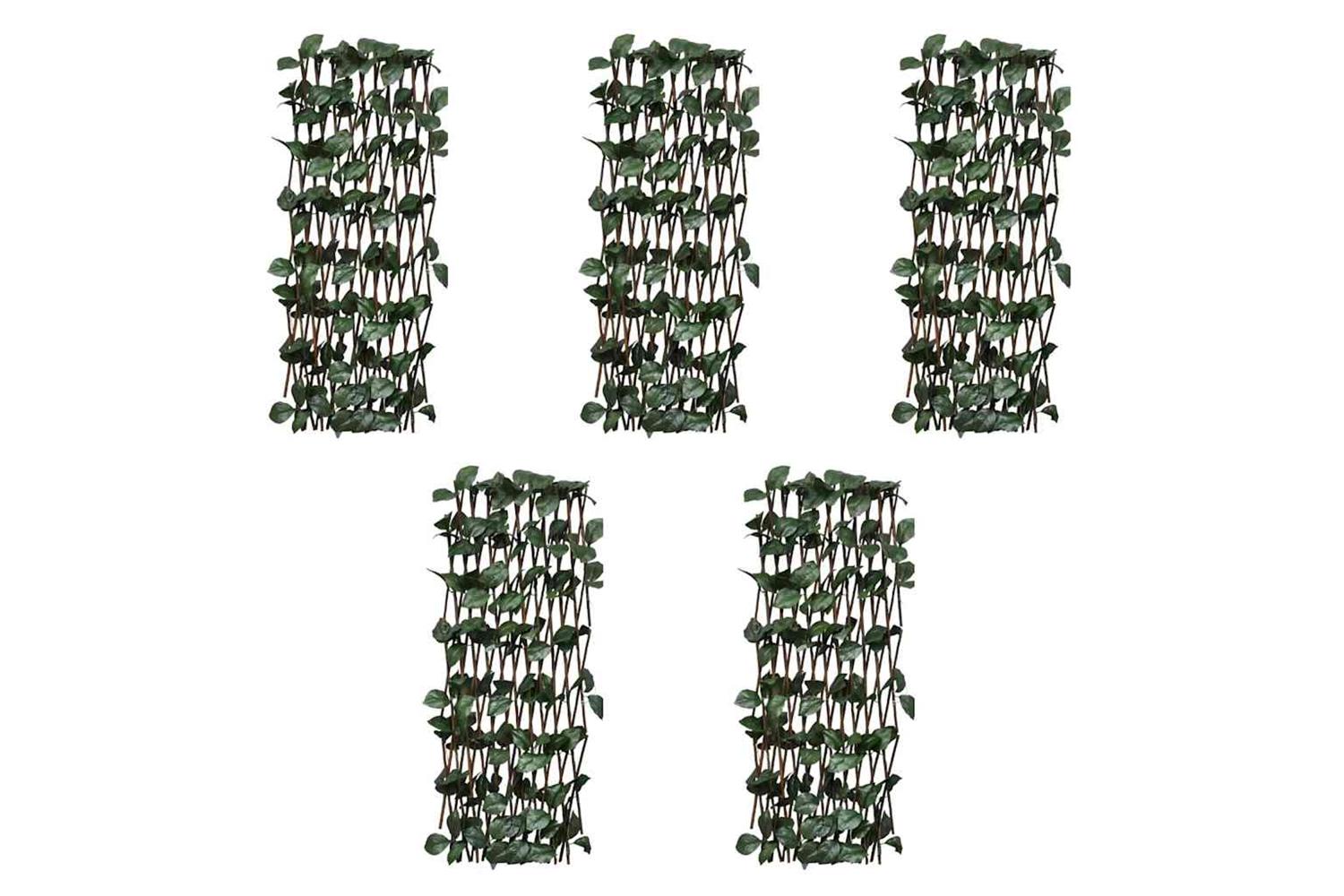 vidaXL 140913 Willow Trellis Fence 5 Pcs With Artificial Leaves 180x90cm-6
