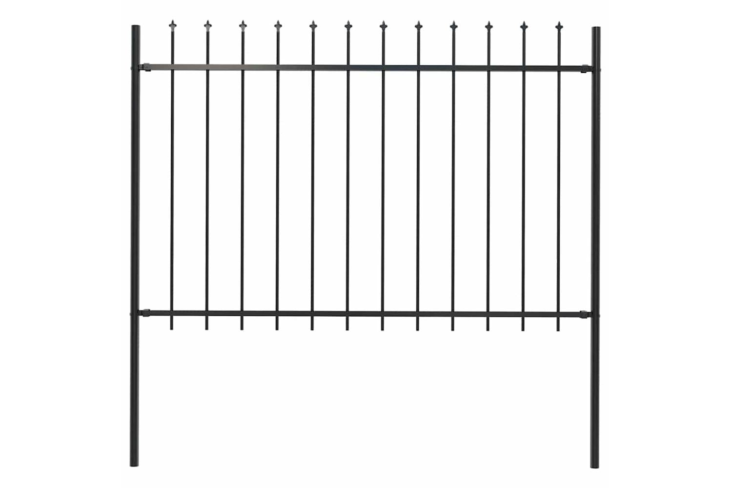 Vidaxl Garden Fence With Spear Top Steel 1.8 M Black