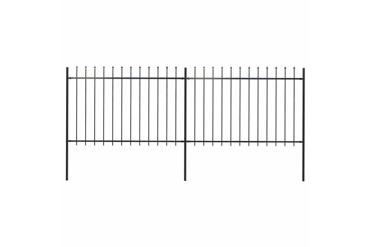 Vidaxl 277621 Garden Fence With Spear Top Steel 3.4x1.2 M Black