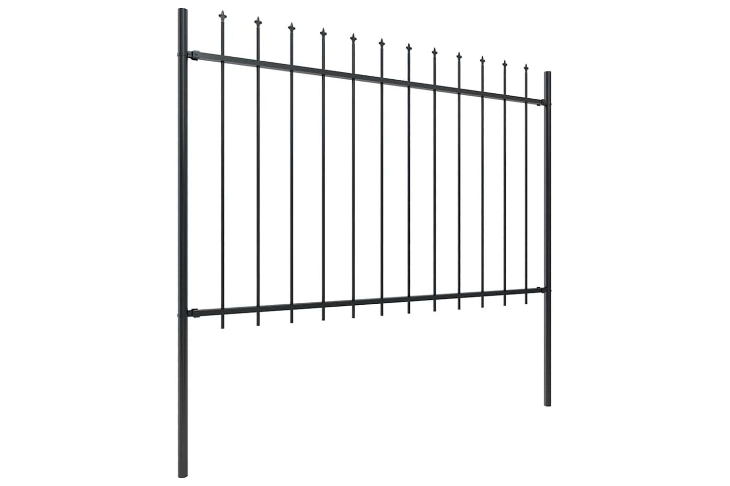 Vidaxl 277621 Garden Fence With Spear Top Steel 3.4x1.2 M Black-2