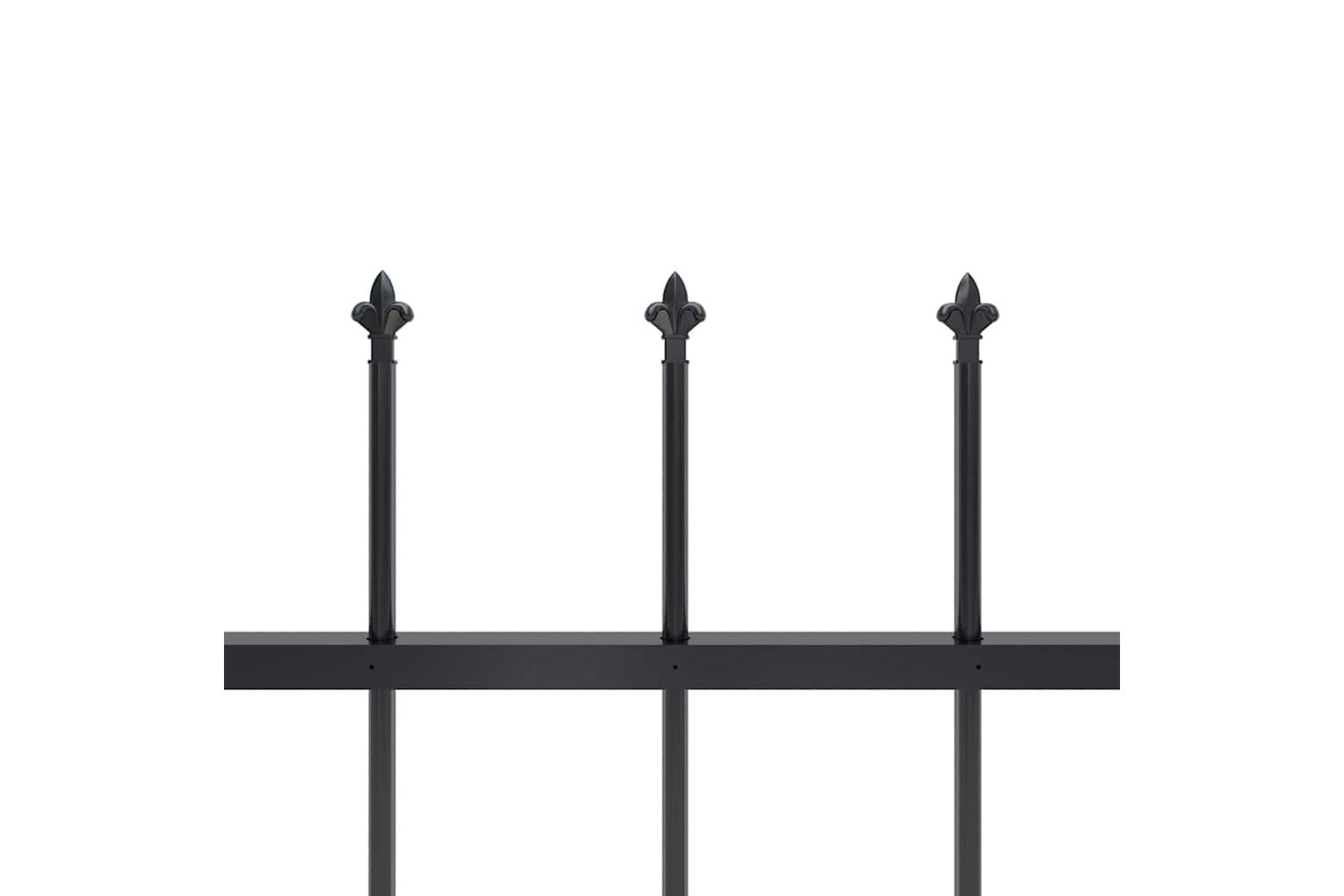 Vidaxl 277621 Garden Fence With Spear Top Steel 3.4x1.2 M Black-4