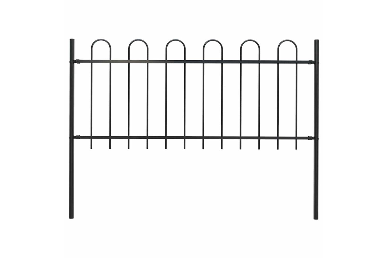 Vidaxl Garden Fence With Hoop Top Steel 1.8 M Black