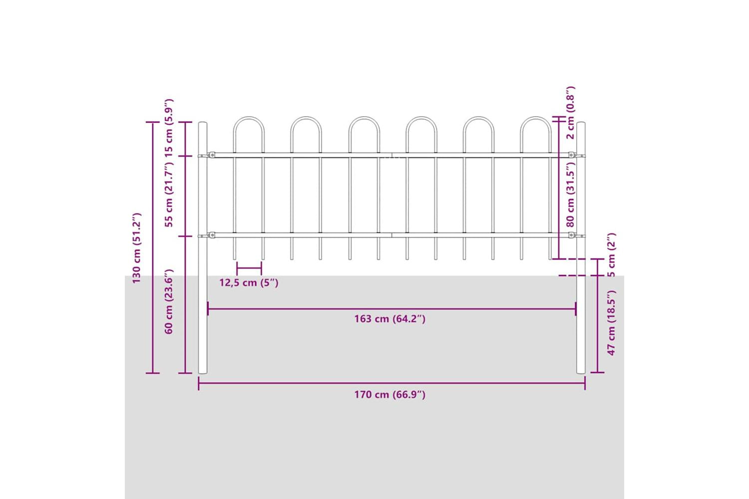 Vidaxl Garden Fence With Hoop Top Steel 1.8 M Black-5