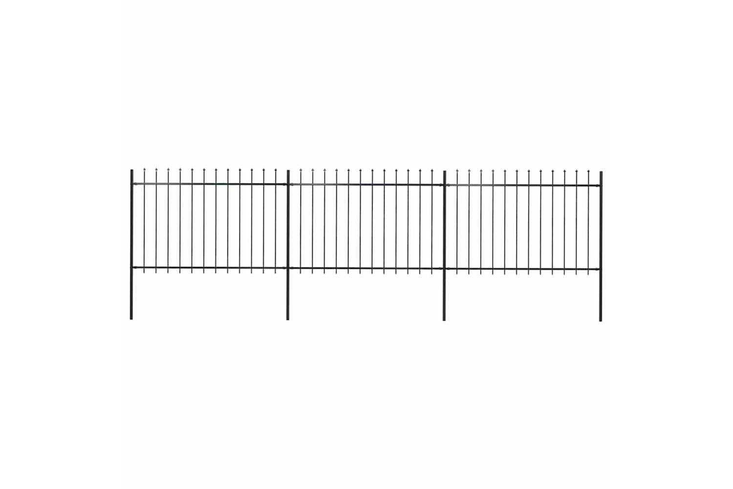 Vidaxl 277622 Garden Fence With Spear Top Steel 5.1x1.2 M Black