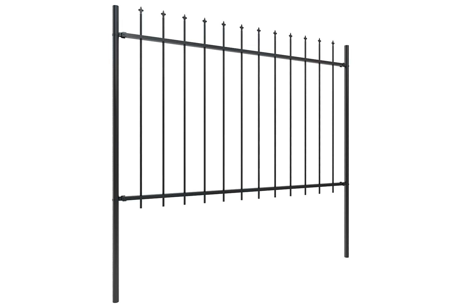 Vidaxl 277622 Garden Fence With Spear Top Steel 5.1x1.2 M Black-2