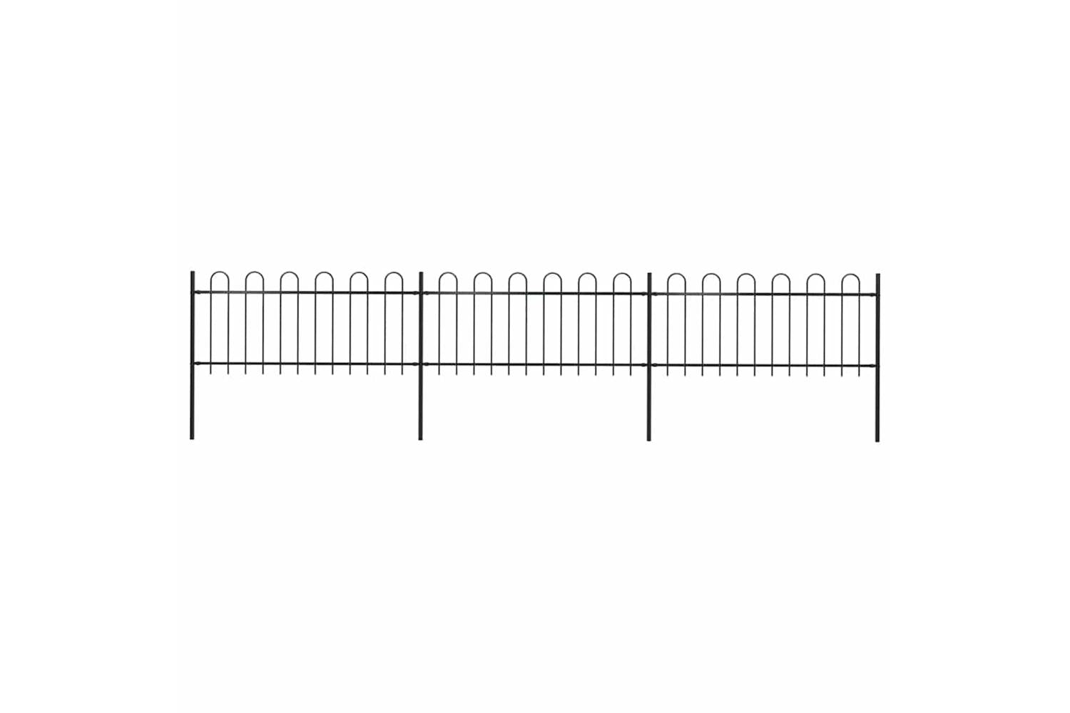 Vidaxl 277649 Garden Fence With Hoop Top Steel 5.1x0.8 M Black