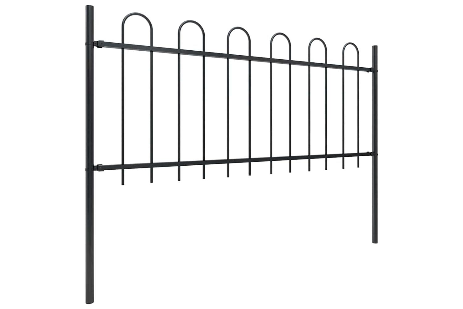 Vidaxl 277649 Garden Fence With Hoop Top Steel 5.1x0.8 M Black-2