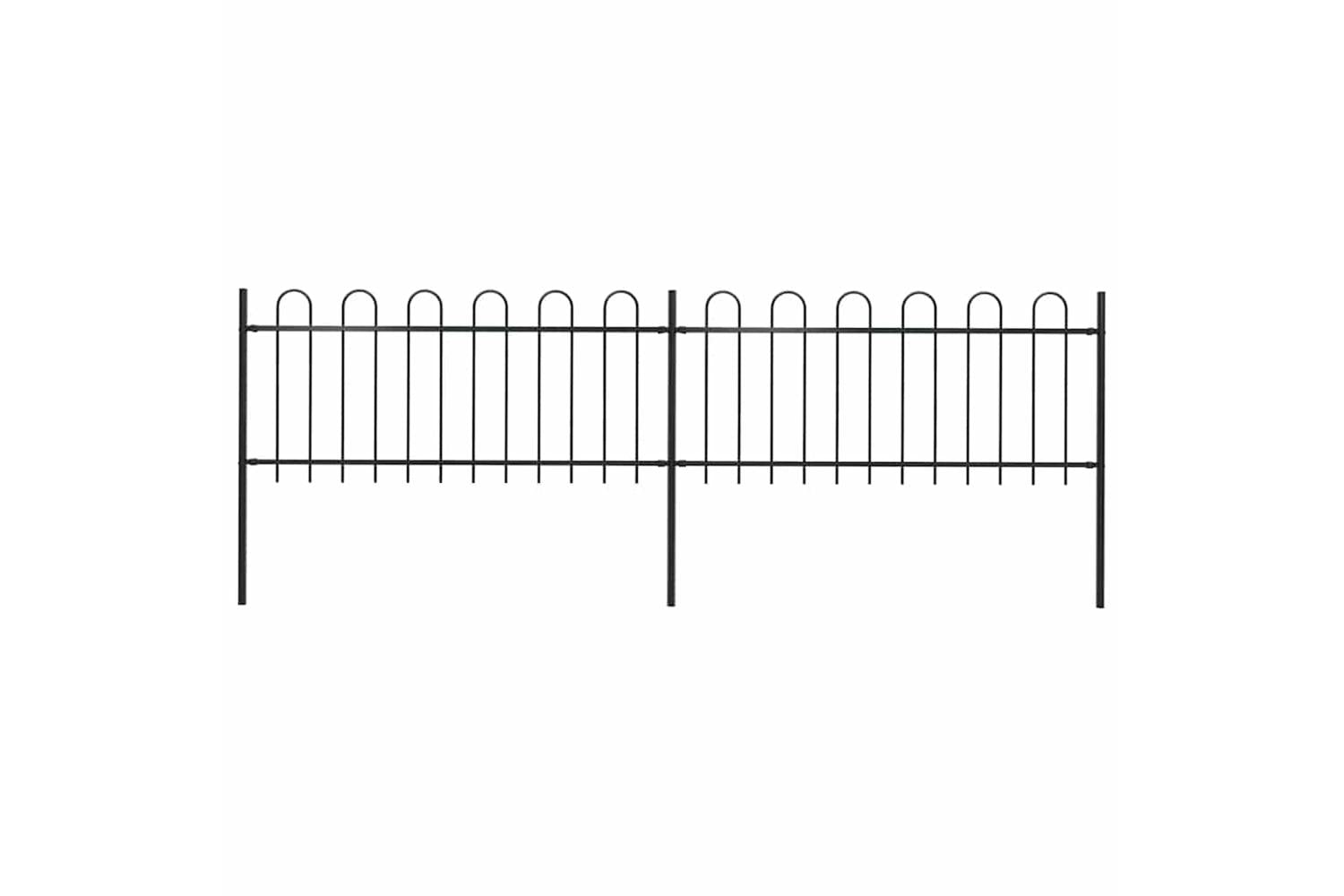 Vidaxl 277648 Garden Fence With Hoop Top Steel 3.4x0.8 M Black