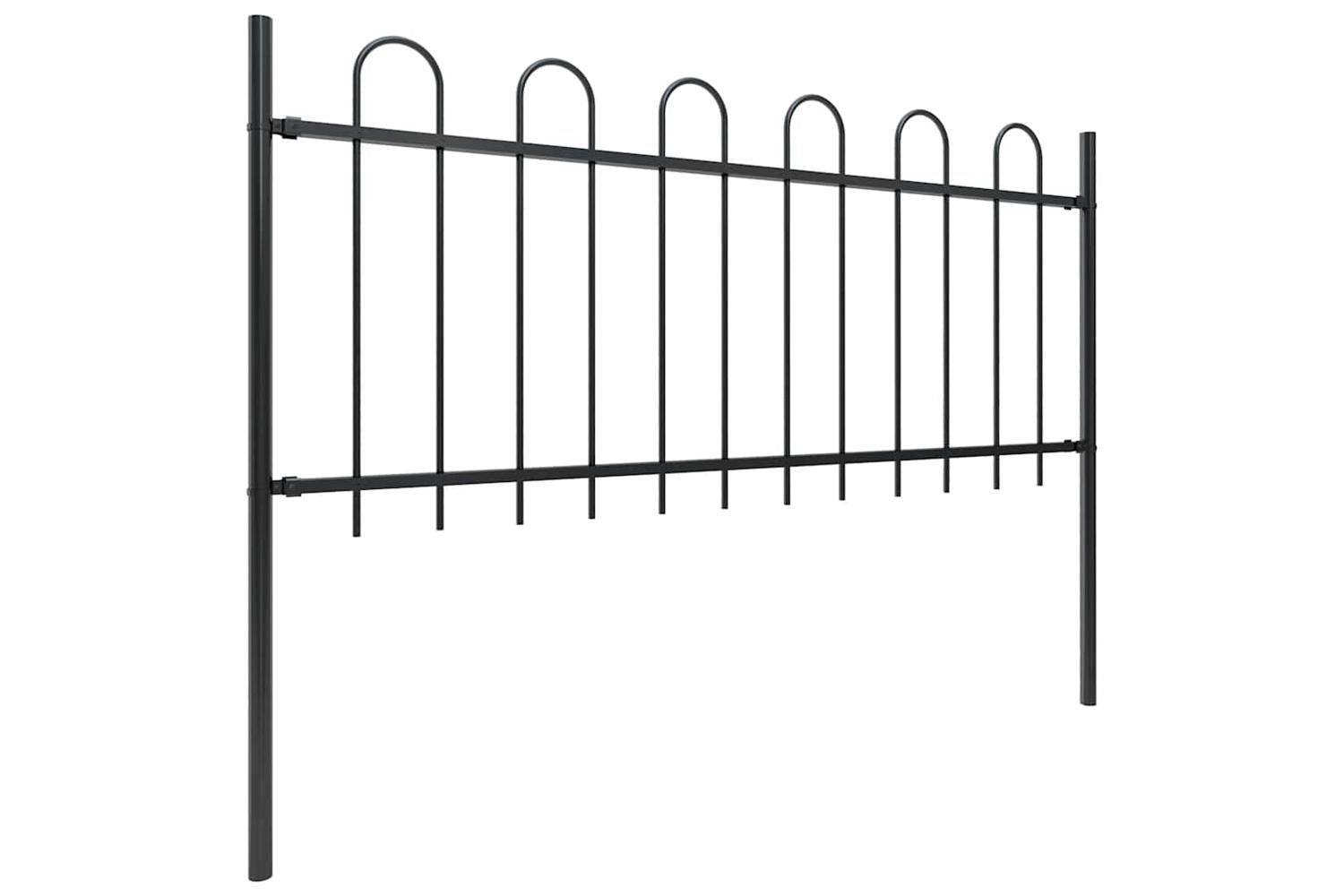Vidaxl 277648 Garden Fence With Hoop Top Steel 3.4x0.8 M Black-2