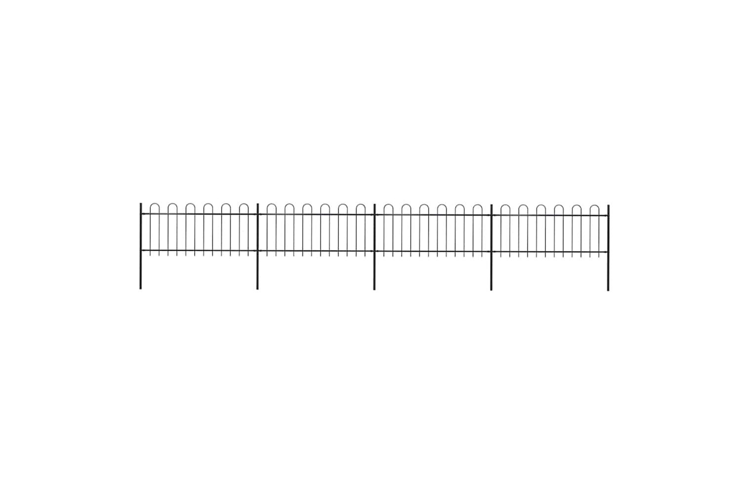 Vidaxl 277650 Garden Fence With Hoop Top Steel 6.8x0.8 M Black