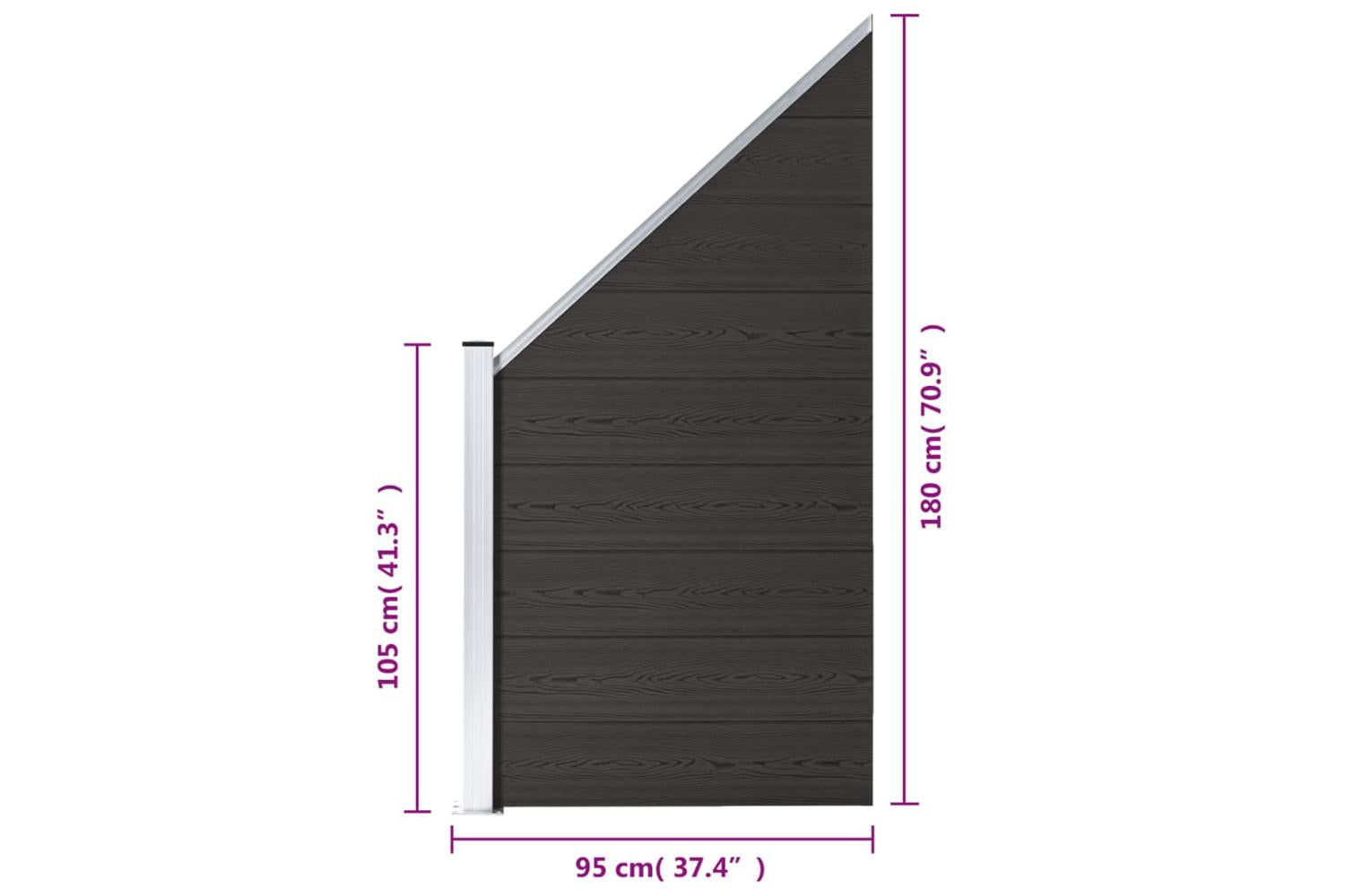 vidaXL Fence Panel Wpc 95x(105-180)cm Black-8